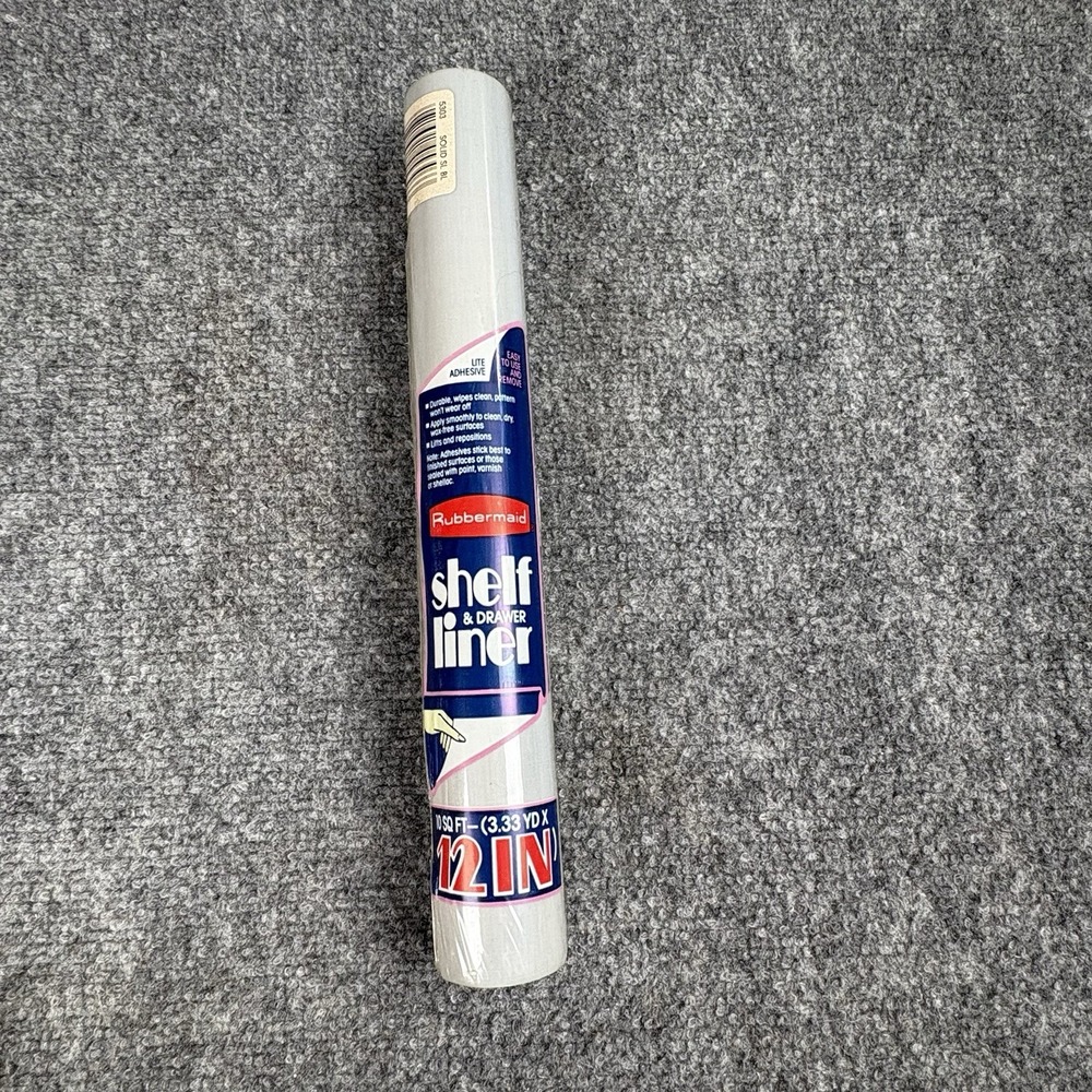 Vintage 90s Y2K‎ Rubbermaid Shelf Drawer Liner 12in x 10ft Lite Adhesive  Gray